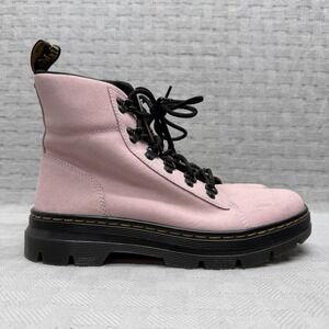 Dr Martens Combs W Boots Womens Size 9 Pink Suede Lace Up Combat Ankle Boots